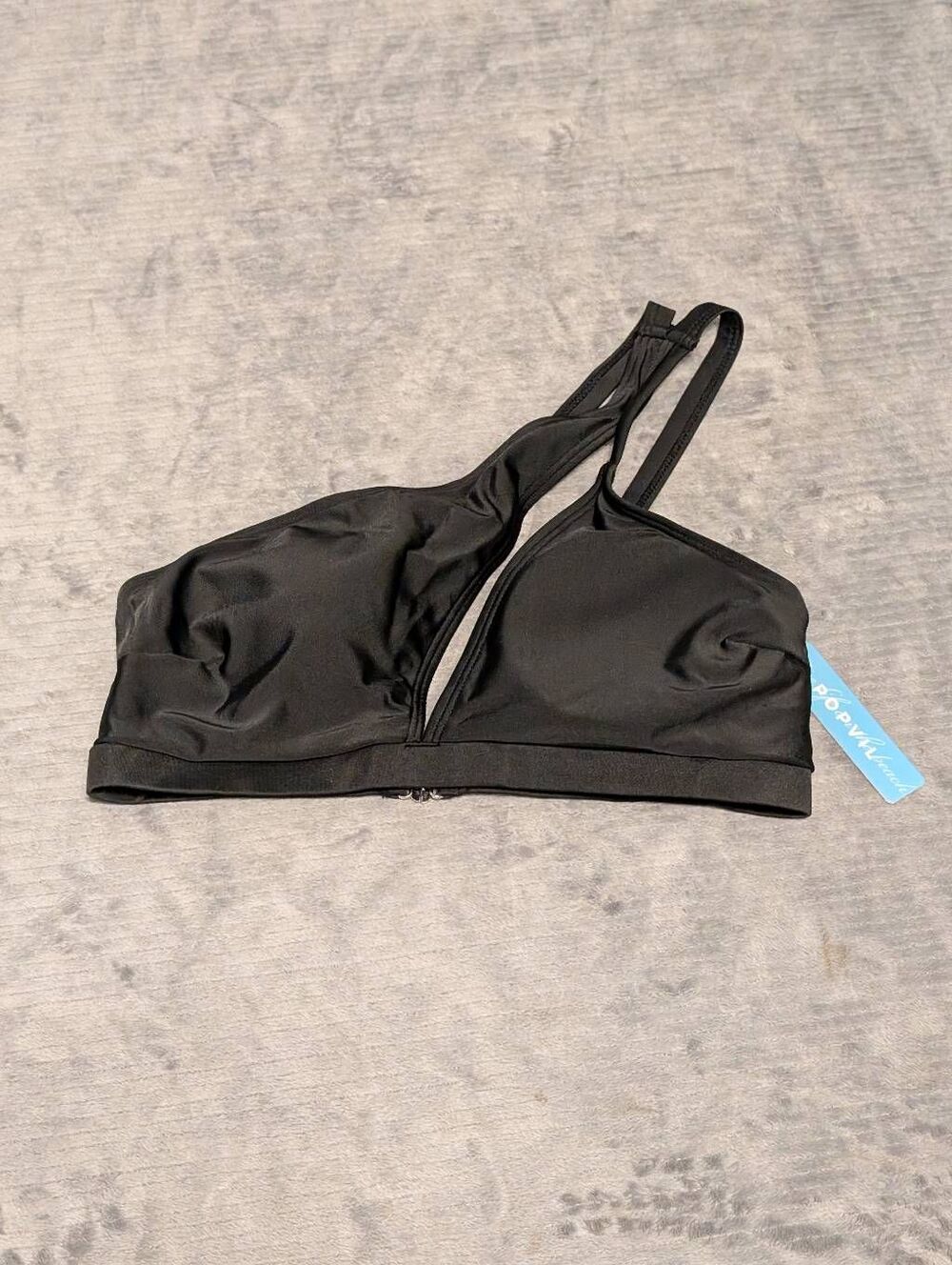 NWT Popvil Women's M Black Strappy One Shoulder Bikini Top